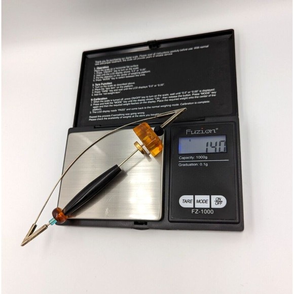 Sterling Silver Amber Brooch Modernist Artist Made Vintage Safety Pin Type 925 - Picture 13 of 13